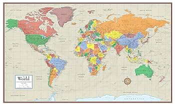 Amazon | 48×78 大型 現代世界地図 Elite 掛地図 ラミネート済み